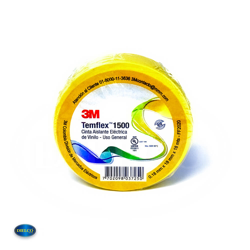  Cinta Eléctrica Color Amarillo 18Mm X 18M 3/4 X 59 3M 